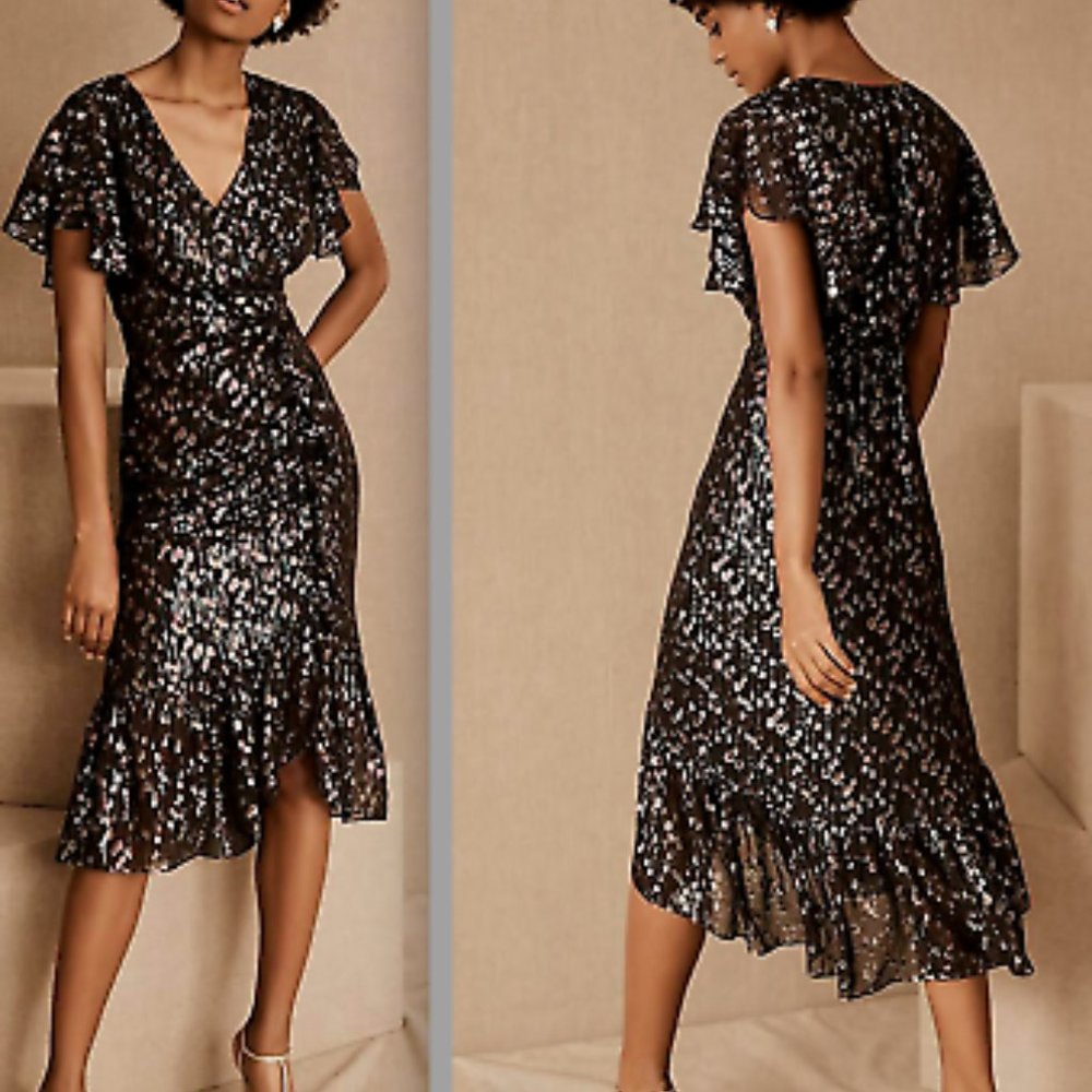 Mestiza x Anthropologie Metallic Polka Dot Silk Dress - Size 4
